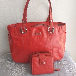 Coach patent tote & wallet set